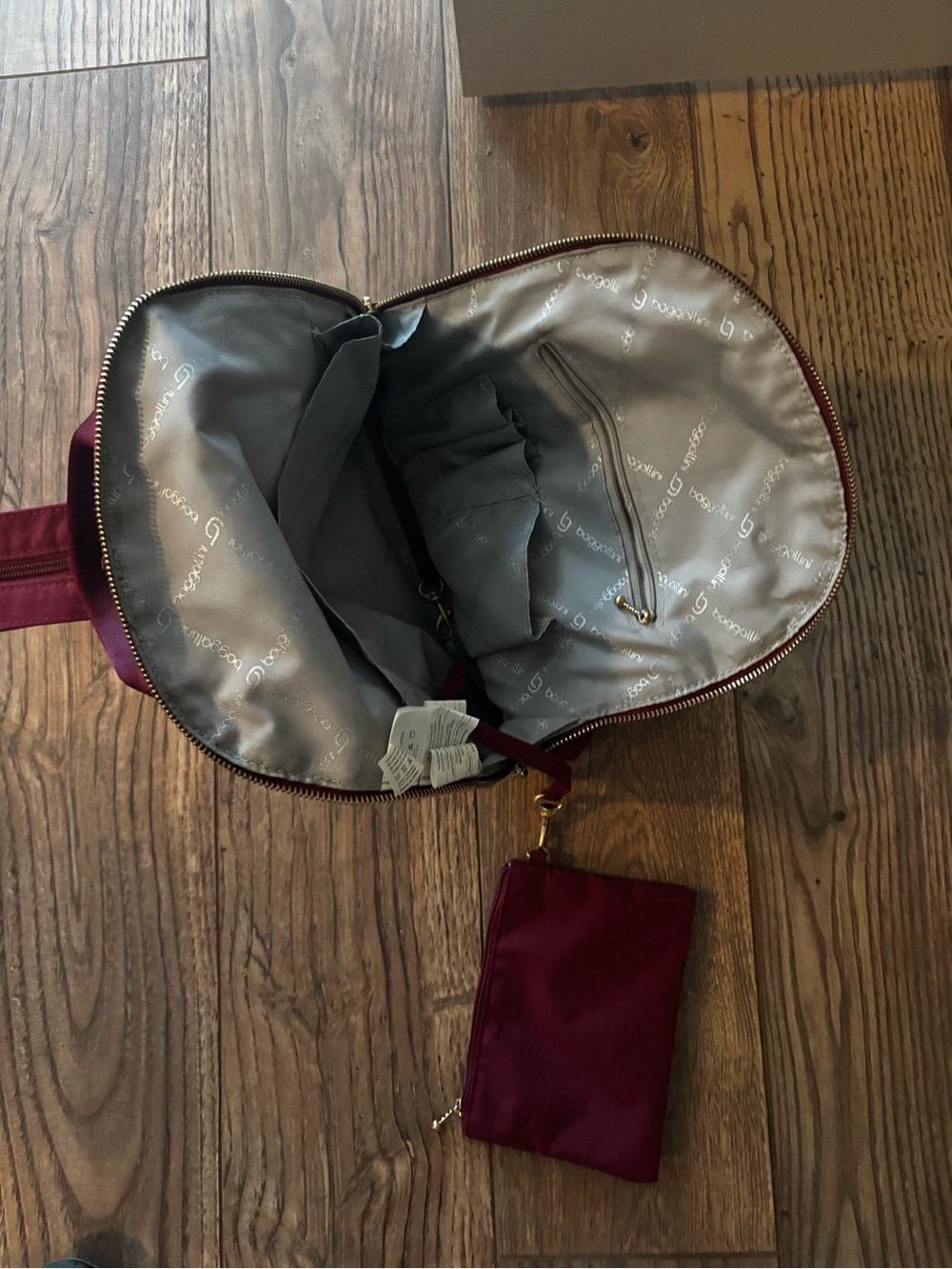 Wine Red Backpack Tote with Pouch